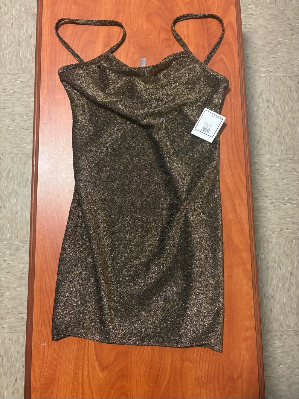 Sparkle Slip Dress in Metallic Bronze